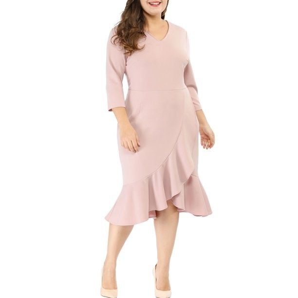 model showcasing the dress in pink