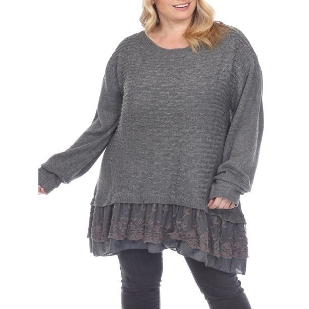 Model wearing the tunic dress in gray