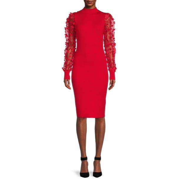 model showcasing the dress in red