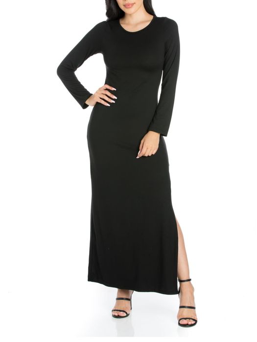 model showcasing the dress in black