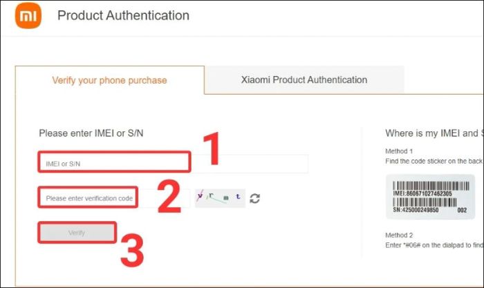 Kiểm tra IMEI Xiaomi chính hãng