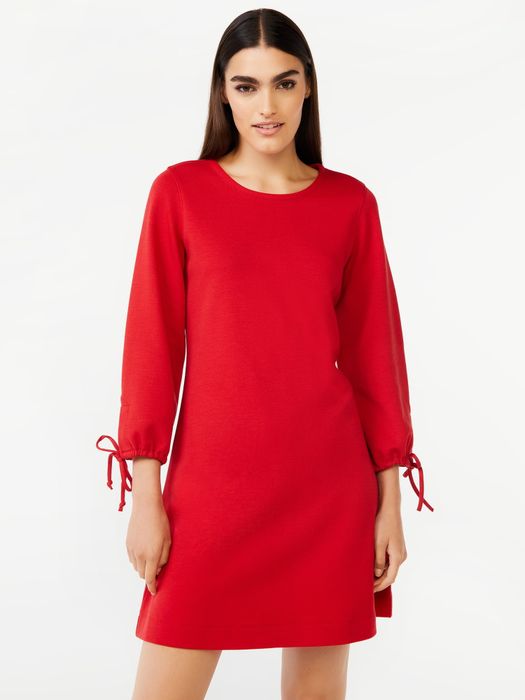 model showcasing the dress in red