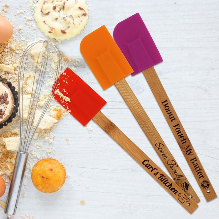 A set of three personalized spatulas, perfect for adding a unique flair to every cooking session.