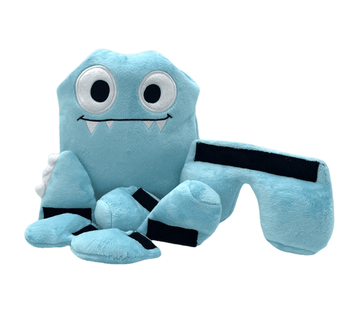 The same plush toy with its limbs removed