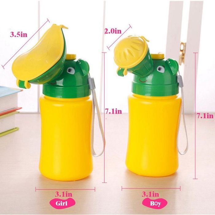 A travel urinal designed for kids with penises.