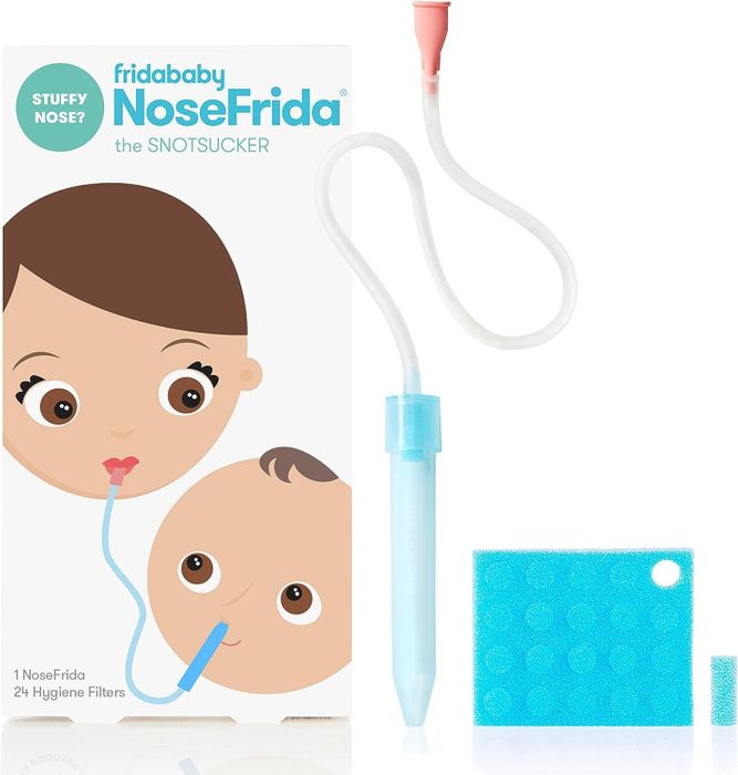 The baby Frida nose aspirator tool.