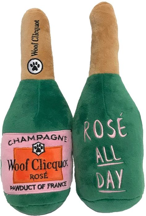 the front of the plush bottle and the back with the text