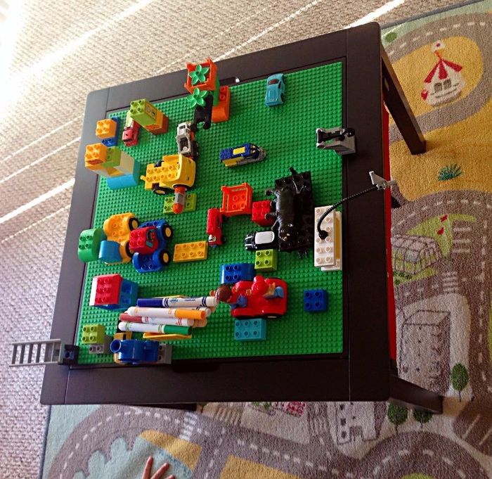 A photo from a reviewer showing the Lego side of the table.