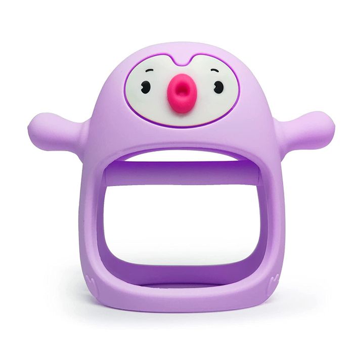 The purple penguin-shaped pacifier.