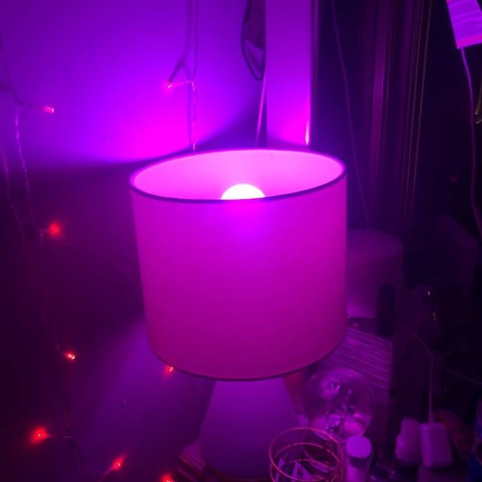 The light radiating a soft, calming pink hue.