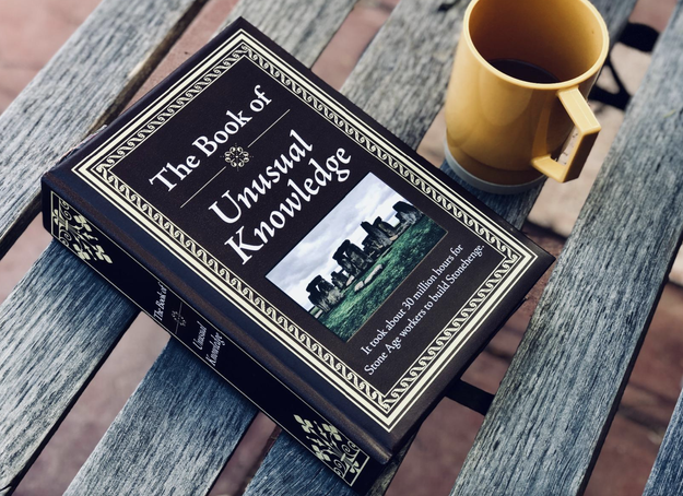 A reviewer's photo of the cover of 'The Book of Unusual Knowledge'