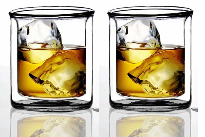A set of two sleek and practical rocks glasses that will elevate your barware and maintain your drink’s temperature without leaving condensation behind.