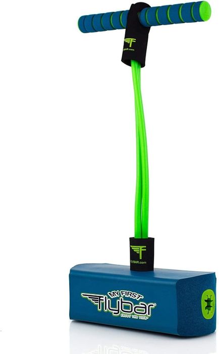 The blue and green foam pogo jumper, a fun and colorful choice for kids.
