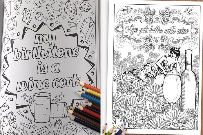 Blank coloring pages featuring designs with words that say