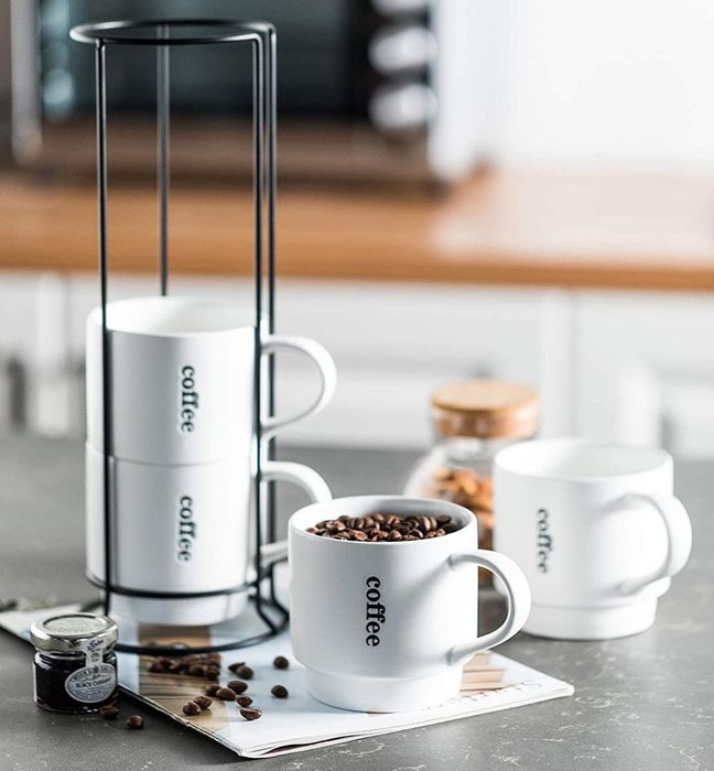 the white stackable cups