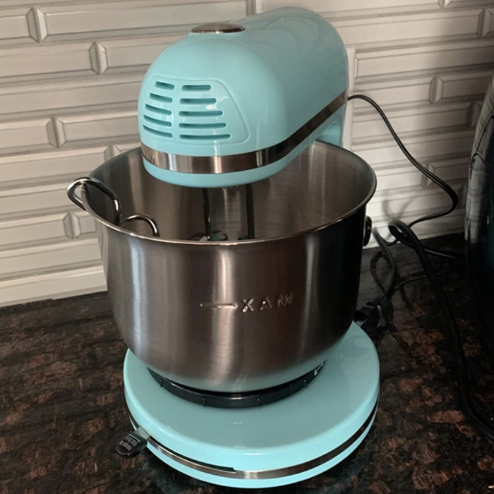 reviewer photo featuring the blue stand mixer