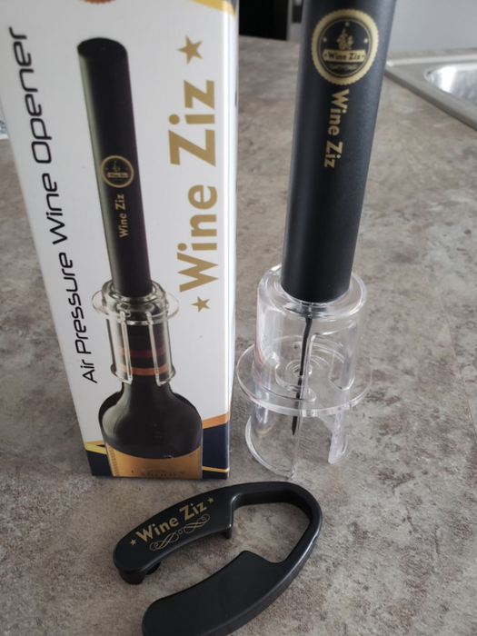 Air pressure wine opener set.