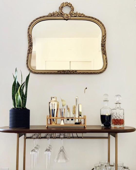 reviewer's bar cart