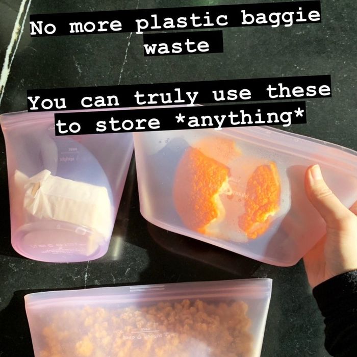 The tall and two short Zip Top containers, each filled with different foods, with the text 