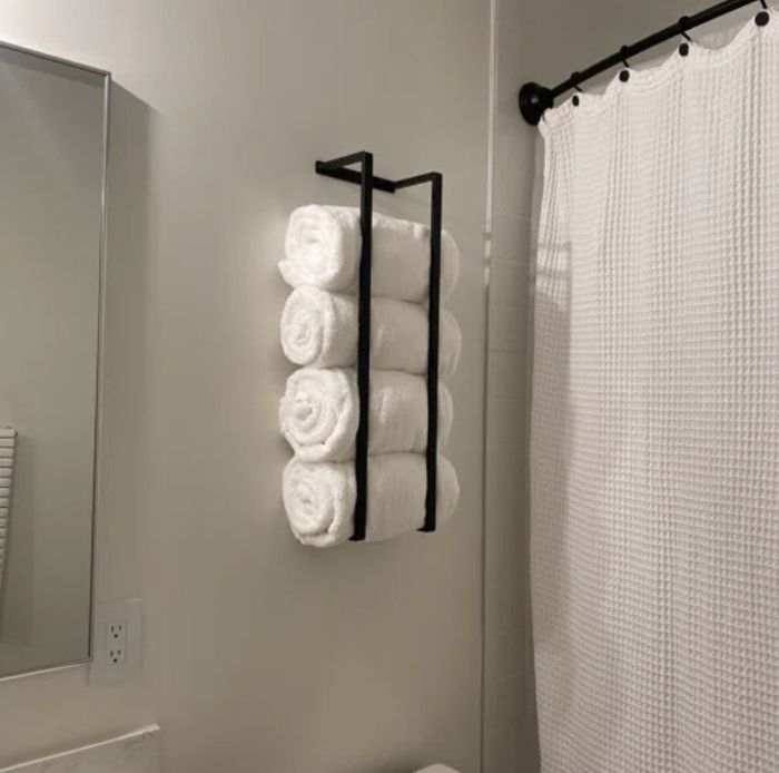 A customer's mounted towel rack
