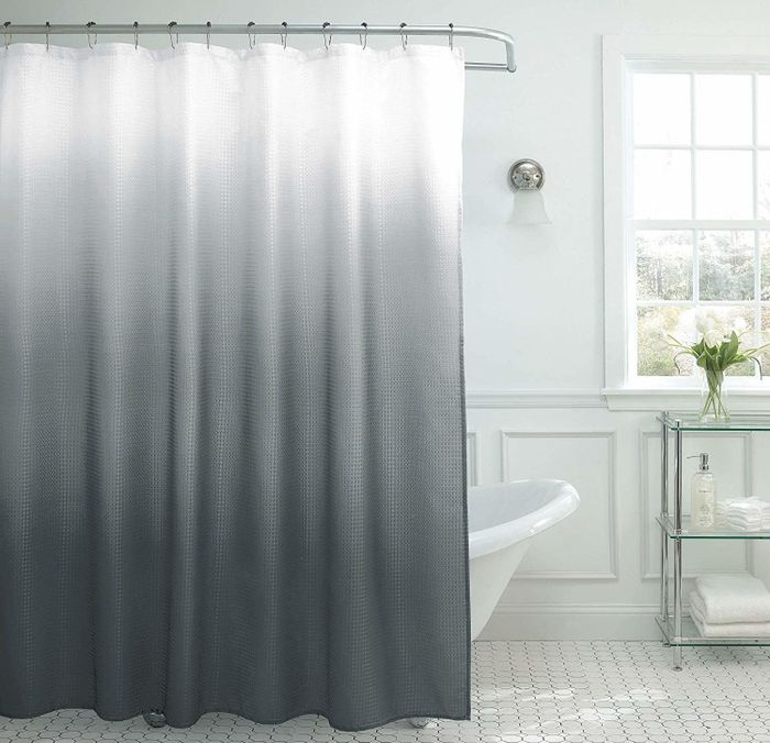 A gray and white ombre shower curtain.