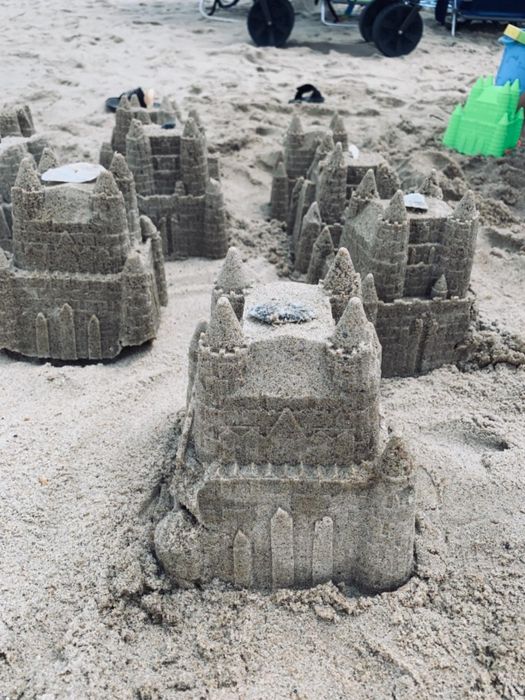 Reviewer photo of sandcastles built using the molds