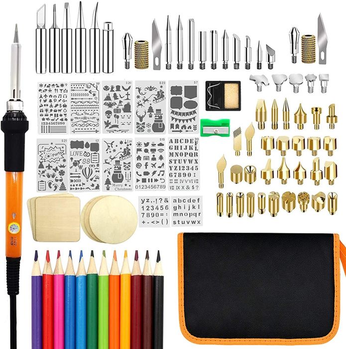 A top-down shot displaying all the tools inside the kit, accompanied by a compact carrying bag.