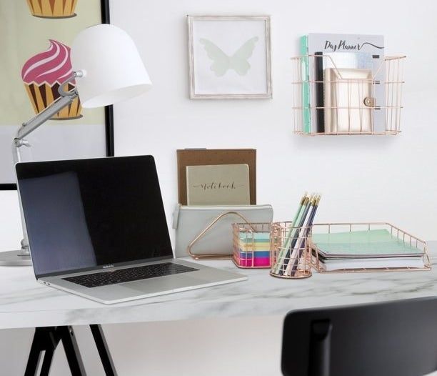 All 5 pieces of the set in use in a home office