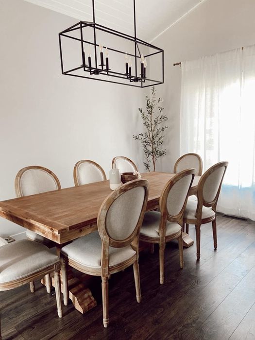 Reviewer's dining room featuring eight of the dining chairs