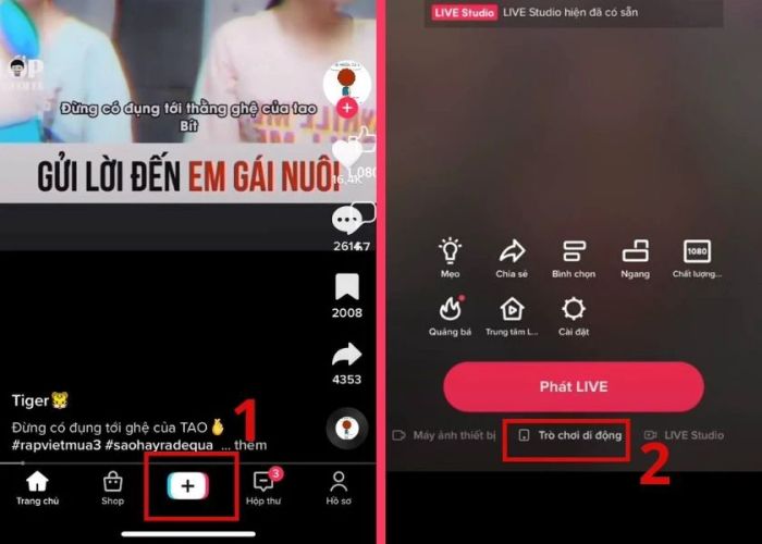 Cách bật livestream game trên TikTok bằng điện thoại