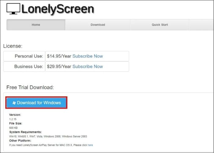 Sử dụng LonelyScreen để chia sẻ màn hình