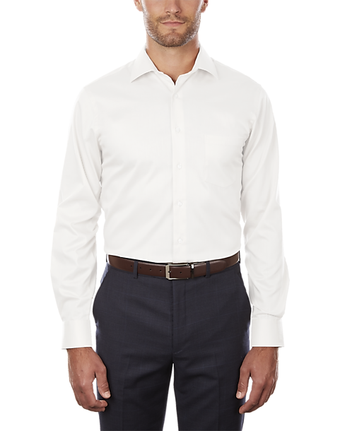 model wearing the classic white button-down shirt