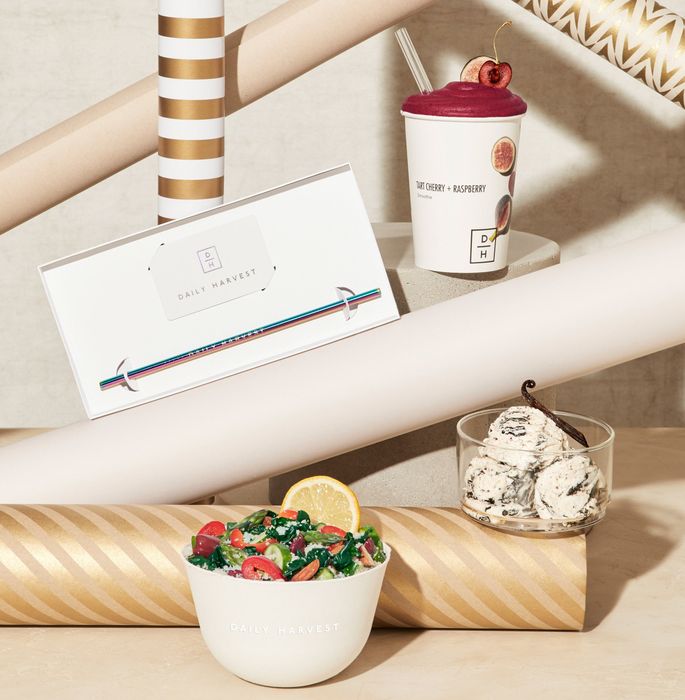 a smoothie, harvest bowl, and ice cream