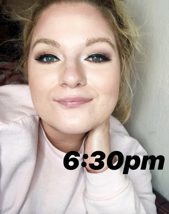 same reviewer with the same makeup labeled '6:30pm'