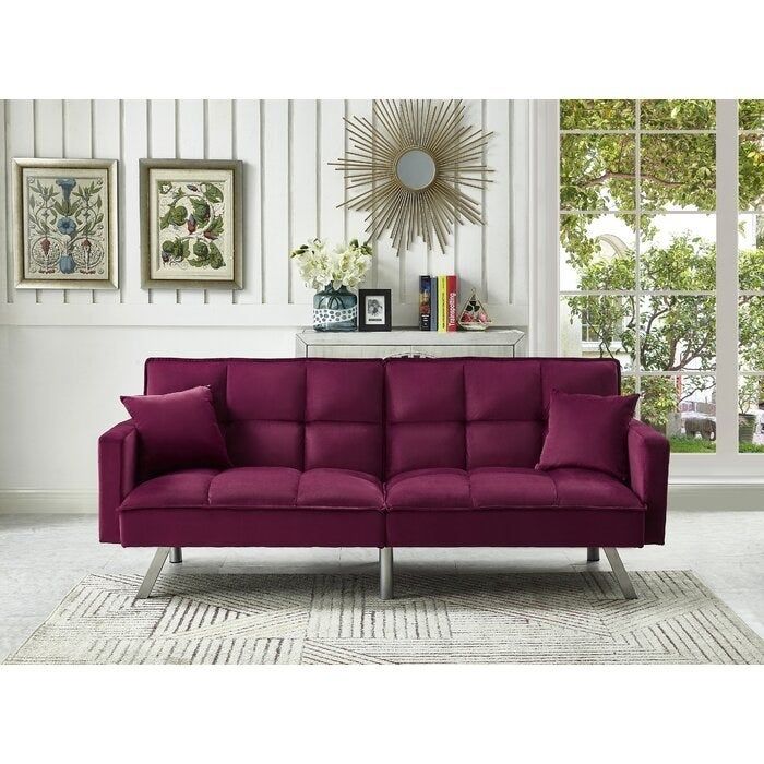 A red sofa that adds a pop of color to any room.