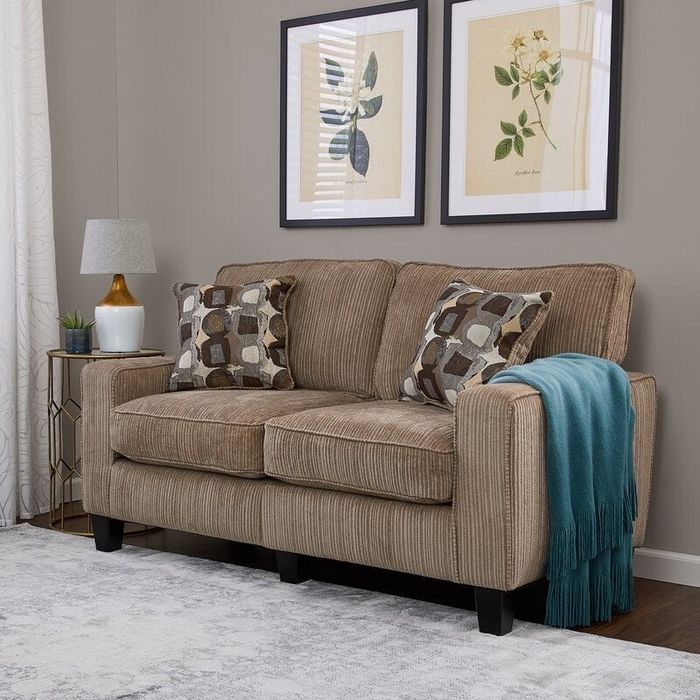 Square arm loveseat in flagstone beige