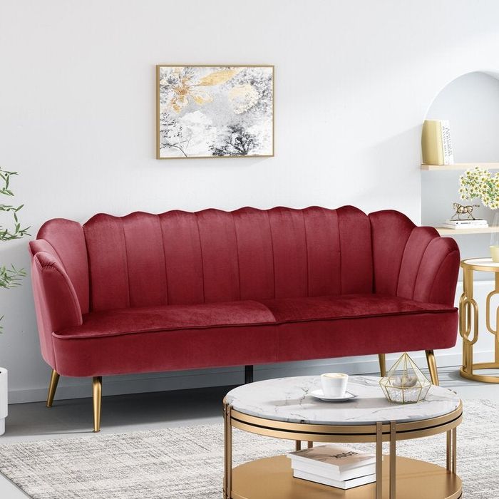 lifestyle image featuring the couch in red