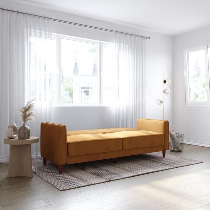 Rust velvet sleeper futon