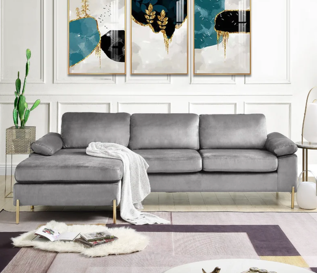 lifestyle photo of the couch in gray