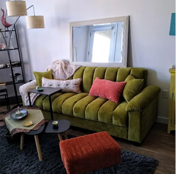 image from a reviewer showing the couch in green