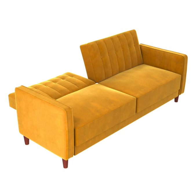 A bright yellow couch that brings a burst of sunshine to your space.