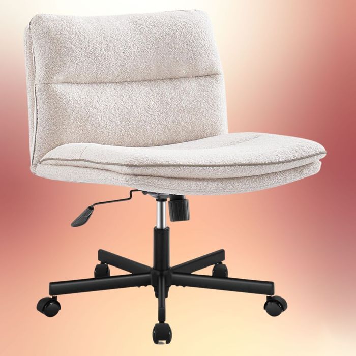 A plush chair mounted on wheels for effortless mobility