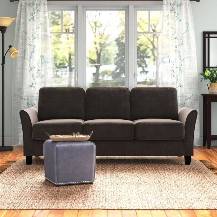 Flared arm sofa in coffee