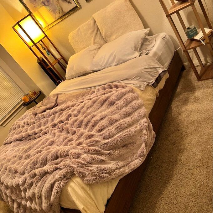 Reviewer's photo of a floating low-profile bed