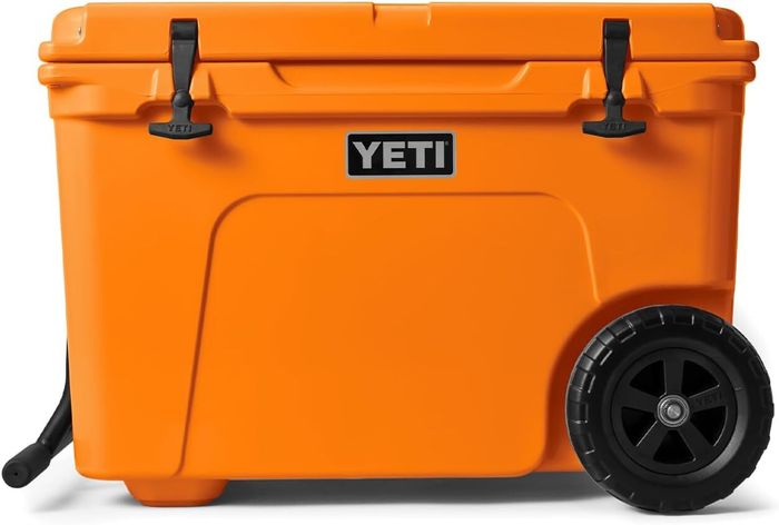 The cooler in a vibrant coral hue