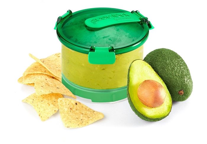The transparent and green guac lock container