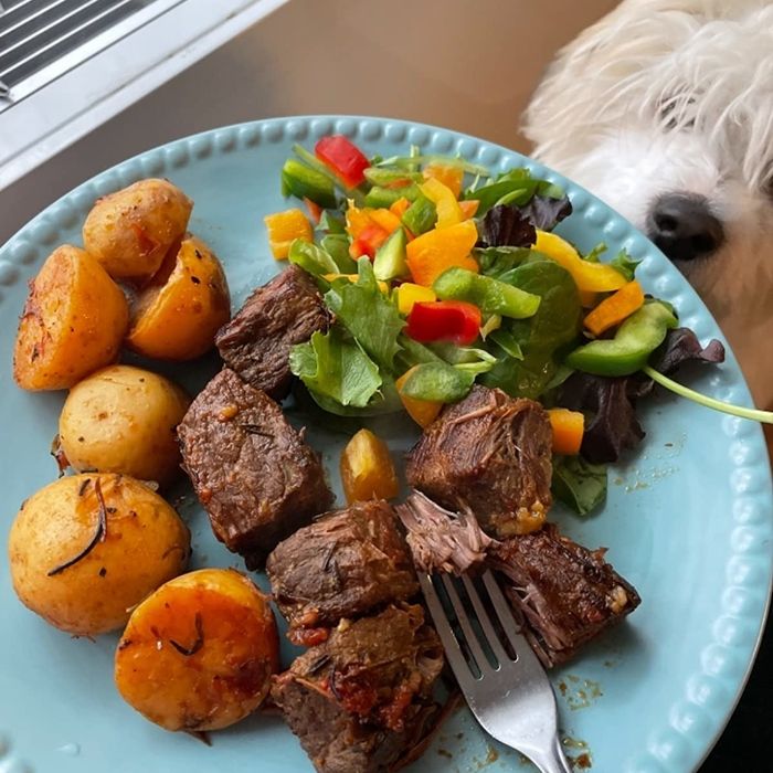 photo from the reviewer displaying meat and potatoes cooked with the Instant Pot
