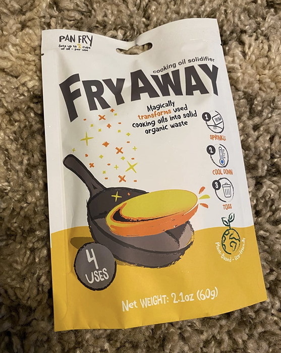 A pack of Fry Away for use in pan frying