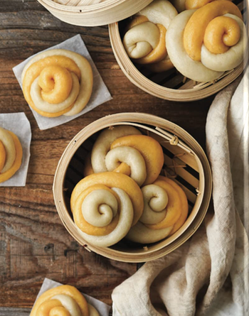 rolls resting on a table