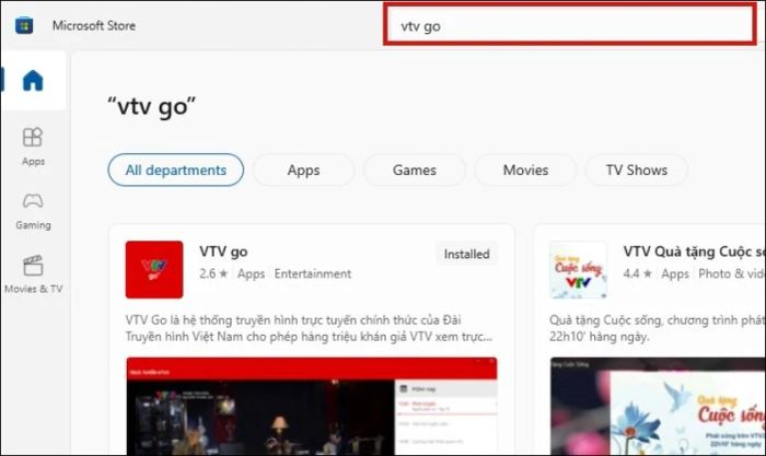 Cách tải VTV Go trên Microsoft Store